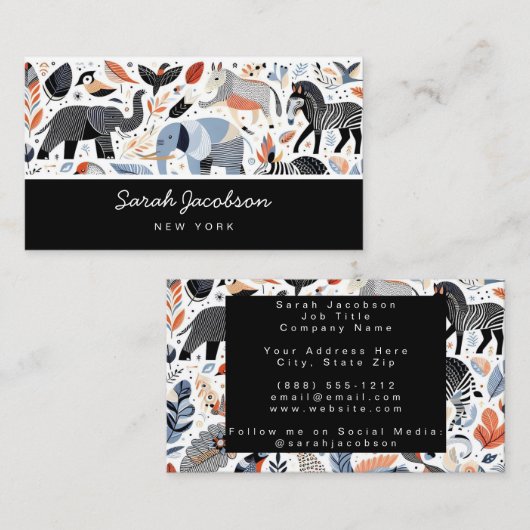 アフリカの部族動物 名刺 (正面/裏面)