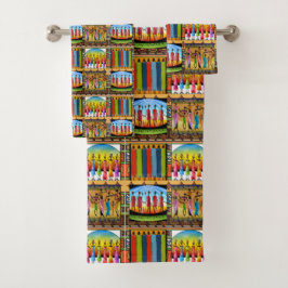 アフリカの部族柄のタオルセット バスタオルセット