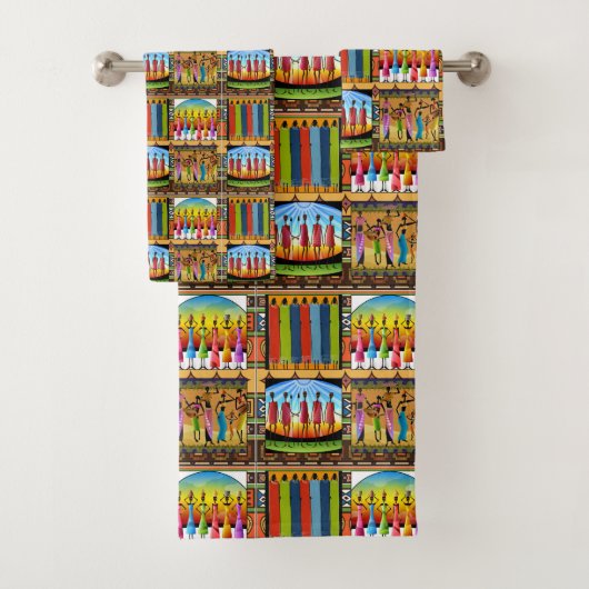 アフリカの部族柄のタオルセット バスタオルセット (インサイチュ)