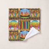 アフリカの部族柄のタオルセット バスタオルセット (ウォッシュタオル)