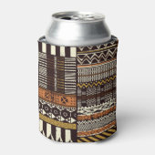 アフリカの部族生地、抽象芸術ヴィンテージ。 缶クーラー (缶正面)