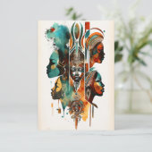 アフリカの部族絵画女性のアーコンテンポラリート サンキューカード (スタンド正面)