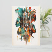 アフリカの部族絵画女性のアーコンテンポラリート サンキューカード (スタンド正面)