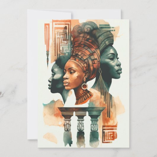 アフリカの部族絵画女性のアーコンテンポラリート シーズンカード (正面)