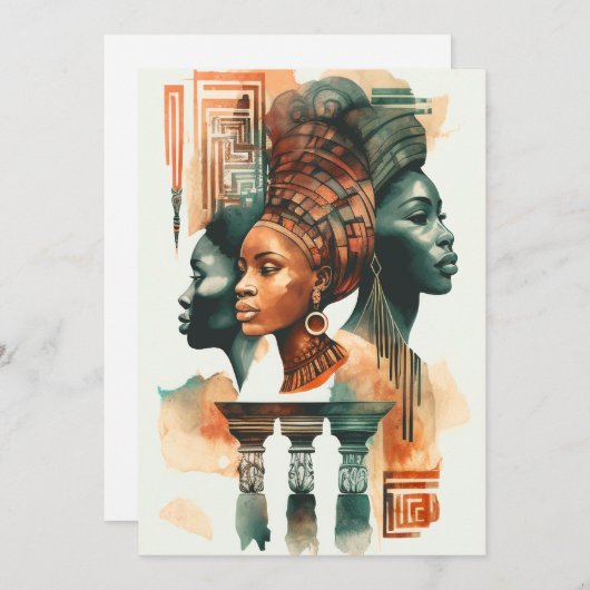 アフリカの部族絵画女性のアーコンテンポラリート シーズンカード (正面/裏面)