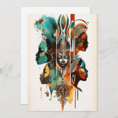 アフリカの部族絵画女性のアーコンテンポラリート シーズンカード (正面/裏面)