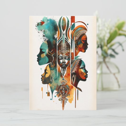 アフリカの部族絵画女性のアーコンテンポラリート シーズンカード (スタンド正面)