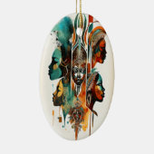 アフリカの部族絵画女性のアーコンテンポラリート セラミックオーナメント (右)