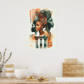 アフリカの部族絵画女性のアーコンテンポラリート ポスター (キッチン)