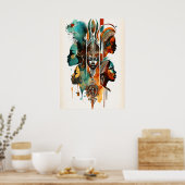 アフリカの部族絵画女性のアーコンテンポラリート ポスター (キッチン)