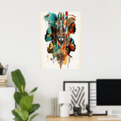 アフリカの部族絵画女性のアーコンテンポラリート ポスター (ホームオフィス)