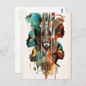 アフリカの部族絵画女性のアーコンテンポラリート ポストカード (正面/裏面)