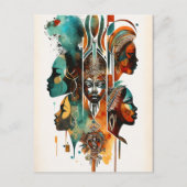 アフリカの部族絵画女性のアーコンテンポラリート ポストカード (正面)