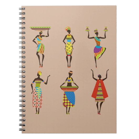 アフリカの部族芸術レディースカラフル民族ファッション ノートブック (正面)