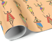 アフリカの部族芸術レディースカラフル民族ファッション ラッピングペーパー (ロールコーナー)