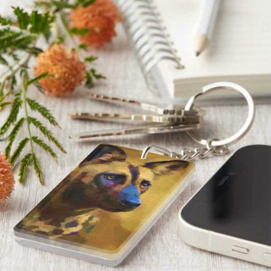 アフリカの野犬を愛絵を描す キーホルダー (正面右)