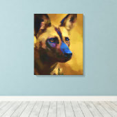 アフリカの野犬アートを愛する キャンバスプリント (インサイチュ (ウッドフロア))