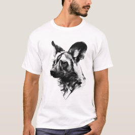 アフリカの野犬 ファインアート インクイラスト Tシャツ