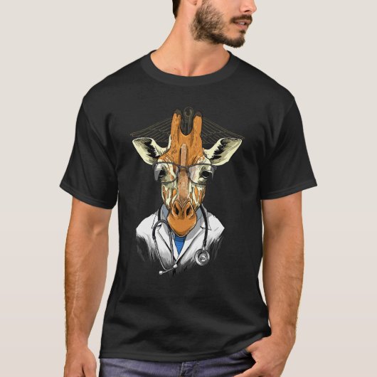 アフリカの野生のキリン医師 外科医 医者 ドクター Tシャツ (正面)
