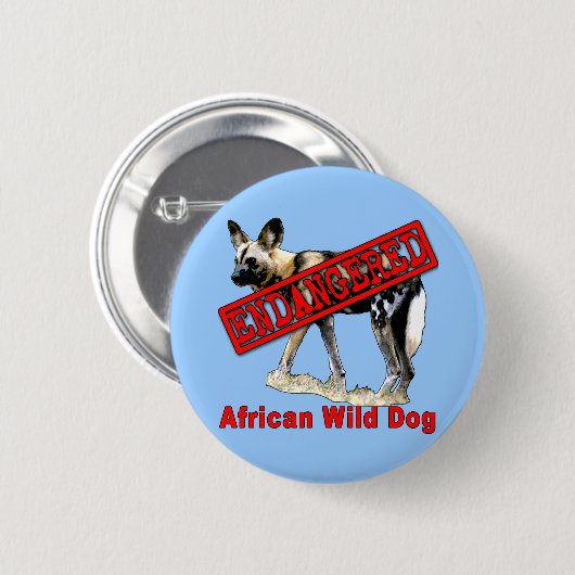 アフリカの野生の犬の絶滅寸前の動物使用製品 缶バッジ (正面&裏面)