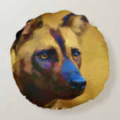 アフリカの野生の犬を愛する ラウンドクッション (裏面)