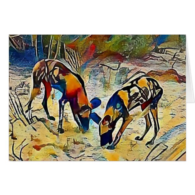 アフリカの野生の犬 (正面横)