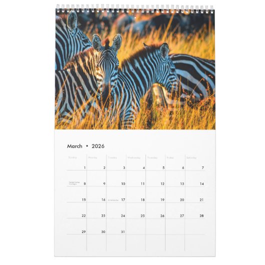 アフリカの野生の王国、カレンダーでの出会い カレンダー (3月 2026)