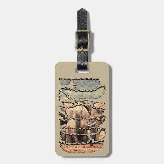 アフリカの野生動物が象のボディガードを引き裂いた ラゲッジタグ (正面縦)