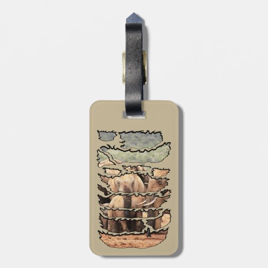 アフリカの野生動物が象のボディガードを引き裂いた ラゲッジタグ (裏面縦)