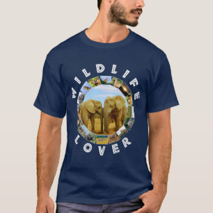 アフリカの野生動物の恋人ブルースカイゾウ Tシャツ