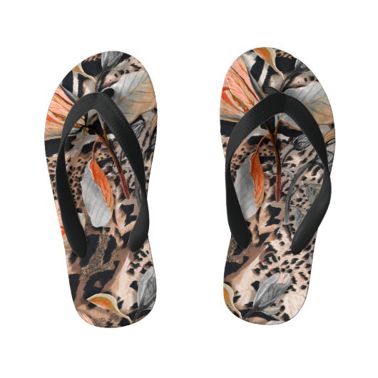 アフリカの野生動物の皮膚パターン キッズビーチサンダル (フットベッド)