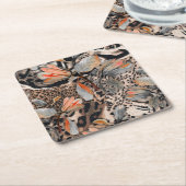 アフリカの野生動物の皮膚パターン スクエアペーパーコースター (アングル)