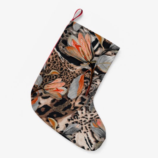 アフリカの野生動物の皮膚パターン スモールクリスマスストッキング (正面 (吊り時))