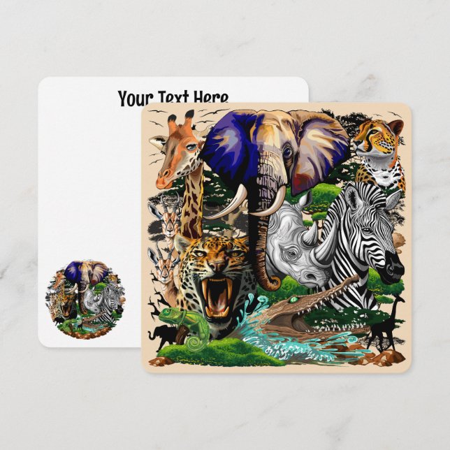 アフリカの野生動物サバンナ (正面/裏面)