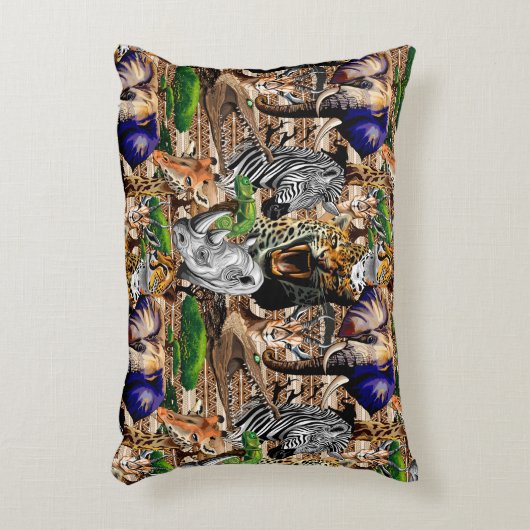 アフリカの野生動物サバンナ アクセントクッション (正面(垂直))