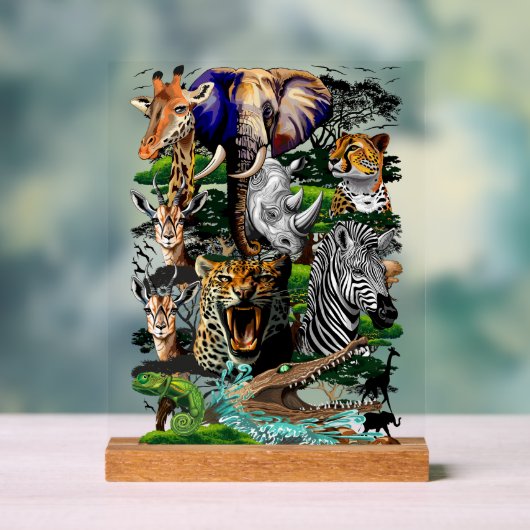 アフリカの野生動物サバンナ アクリルサイン (ニュートラル)