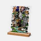 アフリカの野生動物サバンナ アクリルサイン (傾斜)