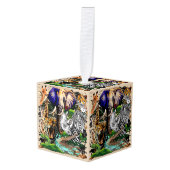 アフリカの野生動物サバンナ キューブオーナメント (正面アングル)