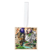 アフリカの野生動物サバンナ キューブオーナメント (正面)