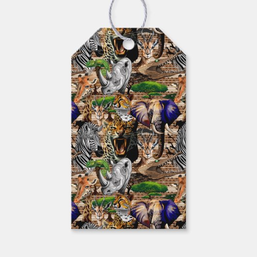 アフリカの野生動物サバンナ ギフトタグ (正面)