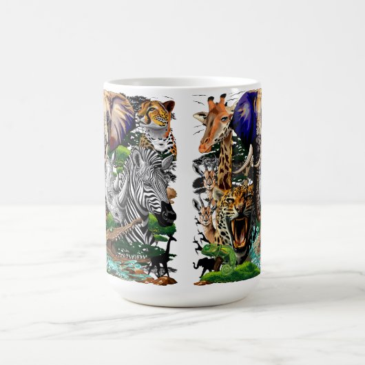 アフリカの野生動物サバンナ コーヒーマグカップ (中央)