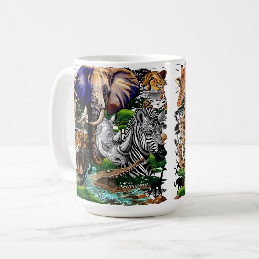 アフリカの野生動物サバンナ コーヒーマグカップ (正面左)