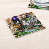 アフリカの野生動物サバンナ スクエアペーパーコースター (アングル)