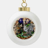 アフリカの野生動物サバンナ セラミックボールオーナメント (正面)