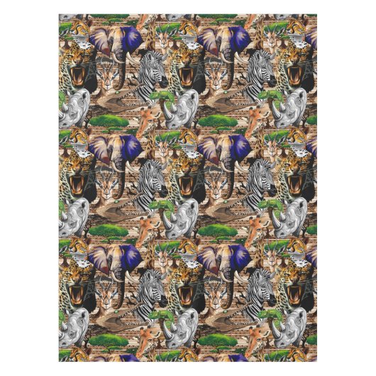 アフリカの野生動物サバンナ テーブルクロス (正面)