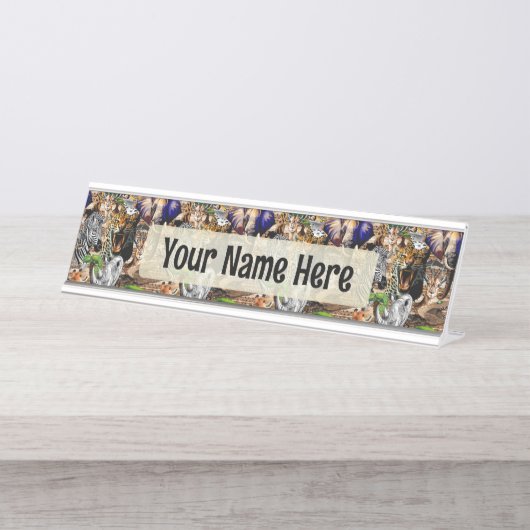 アフリカの野生動物サバンナ デスクネームプレート (正面)