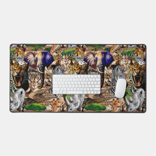 アフリカの野生動物サバンナ デスクマット (キーボード&マウス)