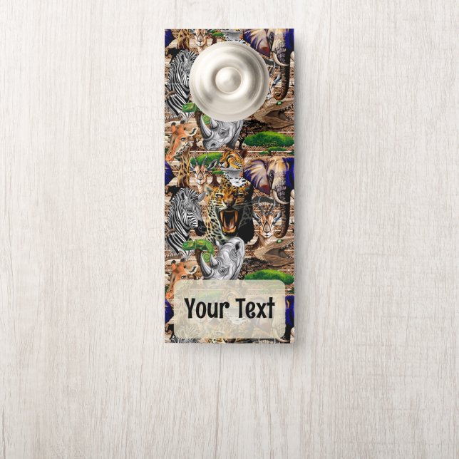 アフリカの野生動物サバンナ ドアノブサイン (ノブ)