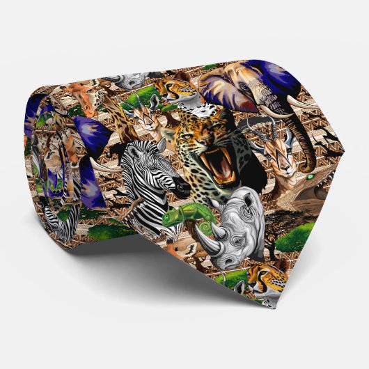 アフリカの野生動物サバンナ ネクタイ (ロール)