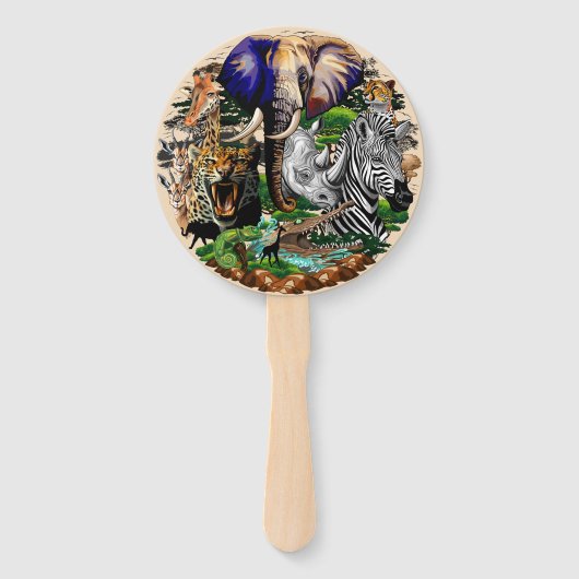 アフリカの野生動物サバンナ ハンドファン (正面)